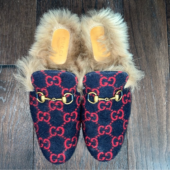 Gucci Shoes Velvet Gucci Mens Princetown Slippers Navy Red Poshmark